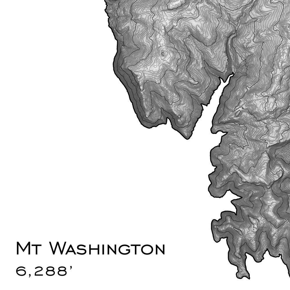 Topographic Map Art Poster of Mt. Washington NH