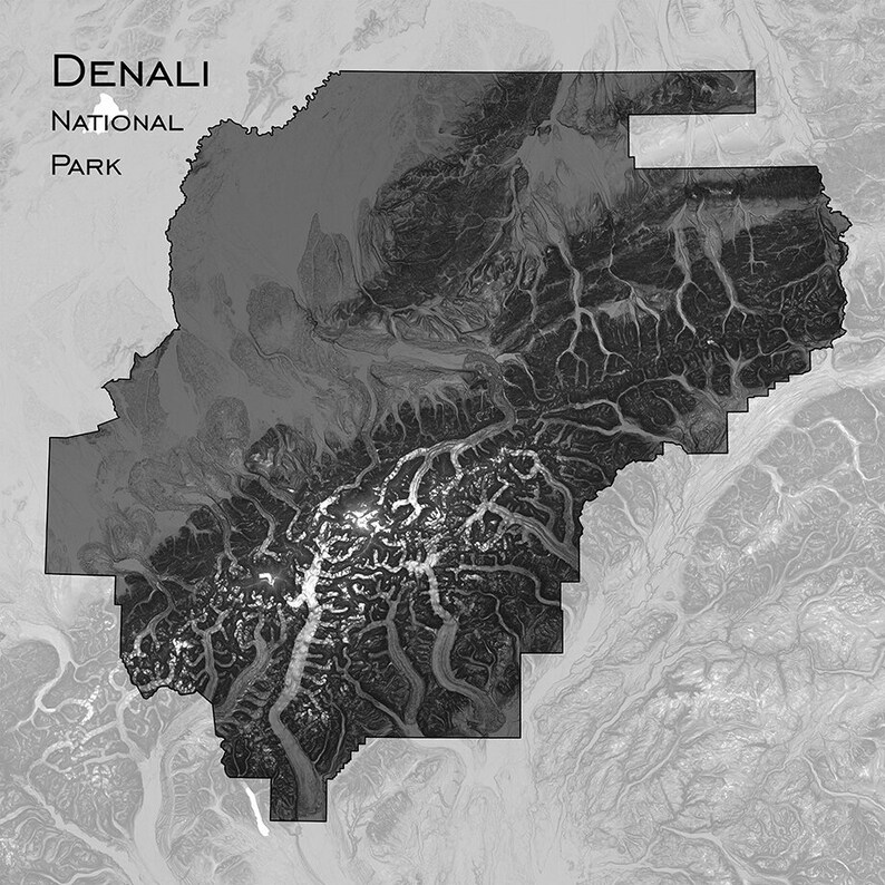 Denali Topographic Map Art Print Denali National Park - Etsy