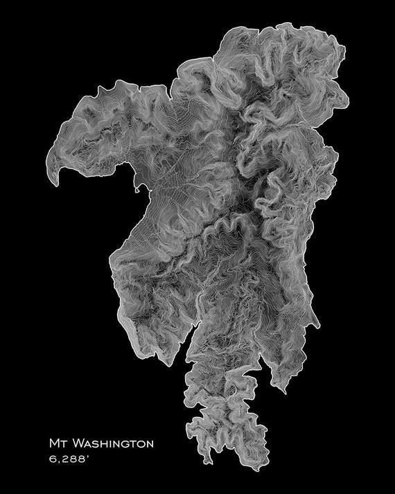 Mount Washington Topographic Map Mt Washington Topographic Map Art Poster Mount Washington Nh | Etsy