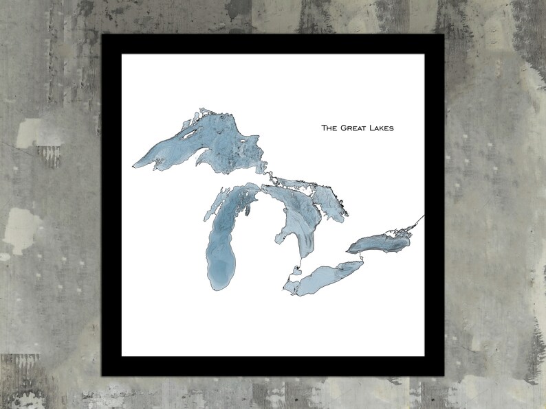 Great Lakes Depth Chart Map Bathymetric Topographic Print - Etsy
