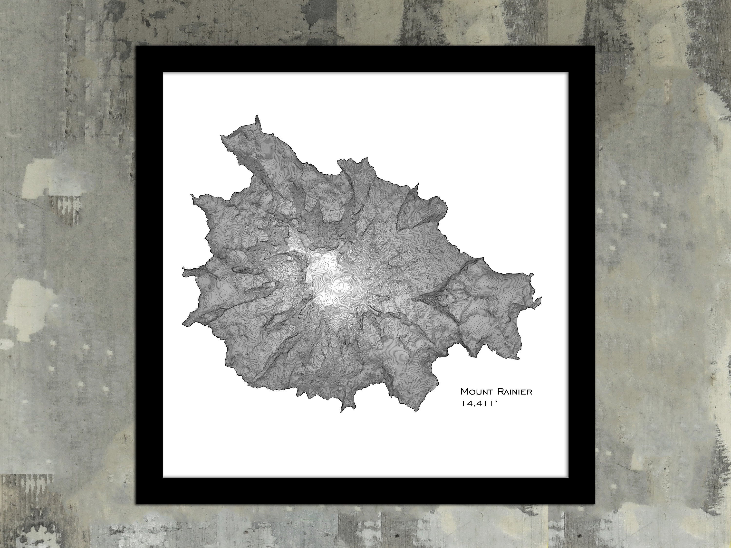Mt Rainier Topographic Map Mount Rainier Topo Art Print Mt Rainier Topographic Map - Etsy