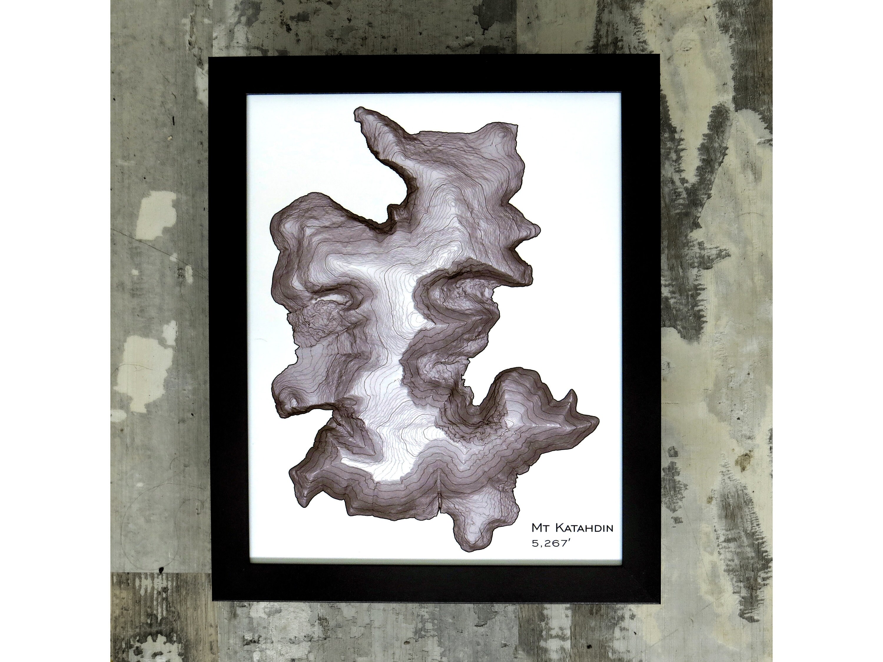 Mount Katahdin Topographic Art Print Mt Katahdin Map Maine Etsy