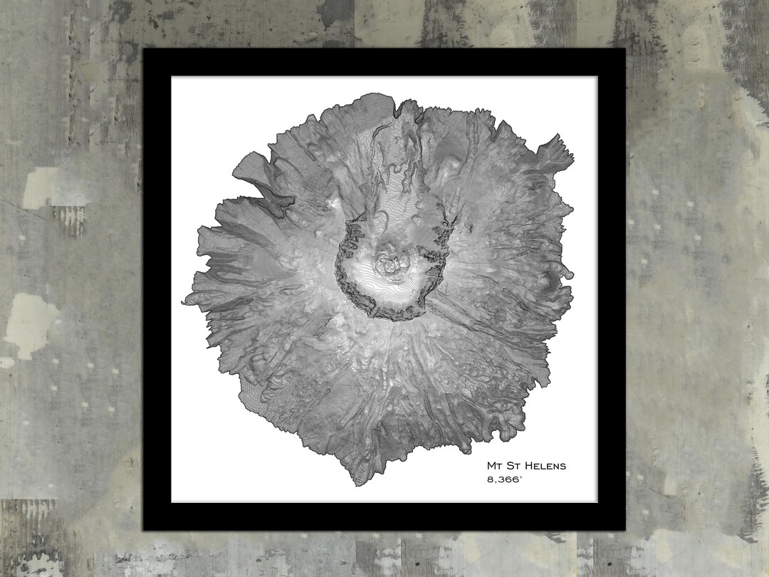 Mount St Helens Topographic Map Art Print | Mt Saint Helens Washington ...