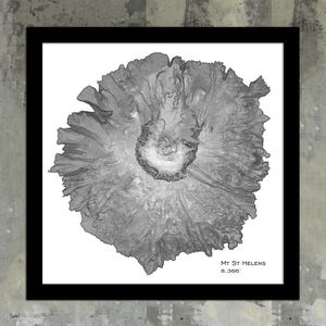 Mount St Helens Topographic Map Art Print |  Mt Saint Helens Washington State Art, Framed Wall Art Decor
