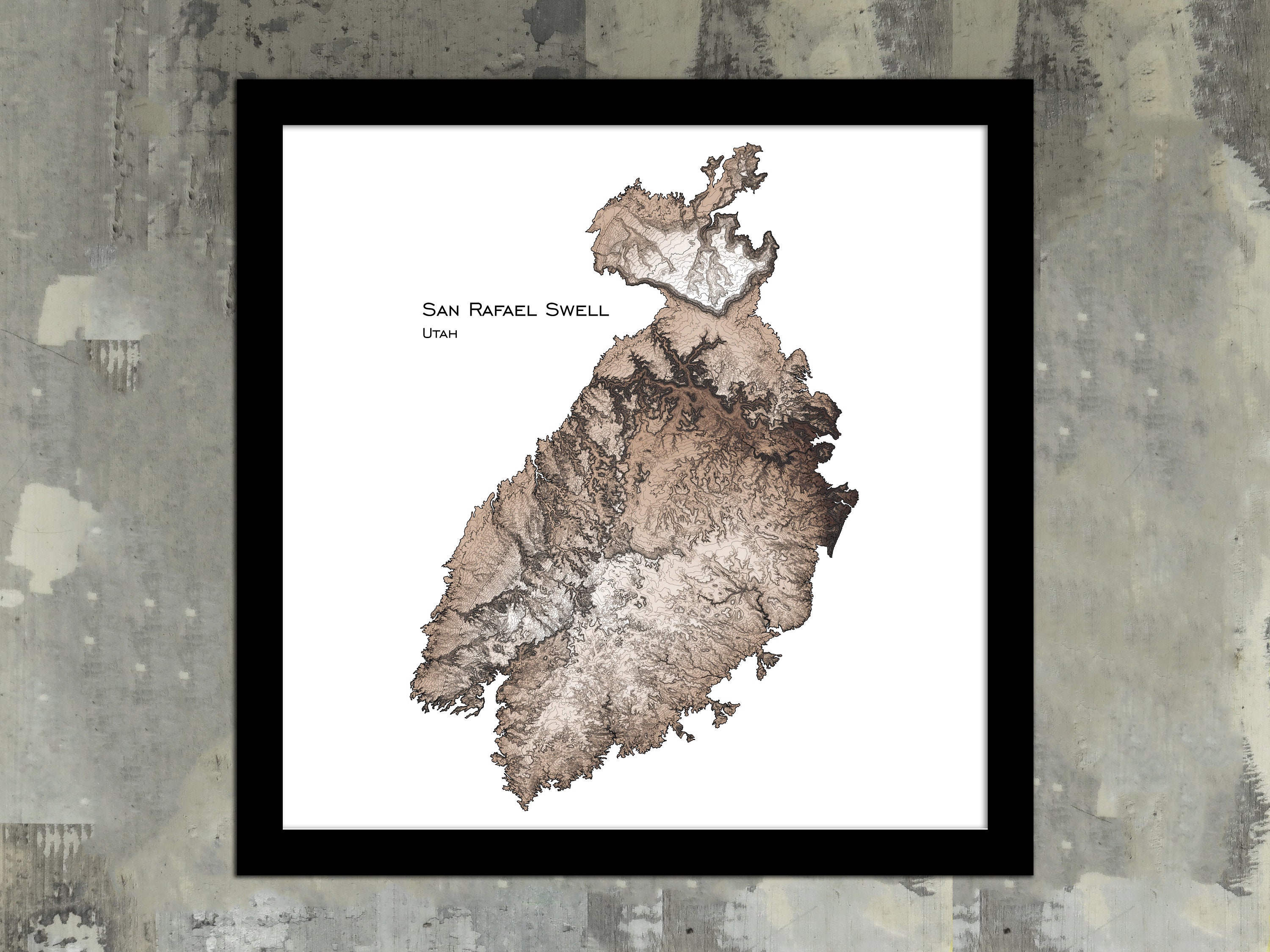 San Rafael Swell Map Art Print Utah Topographic Map Custom - Etsy