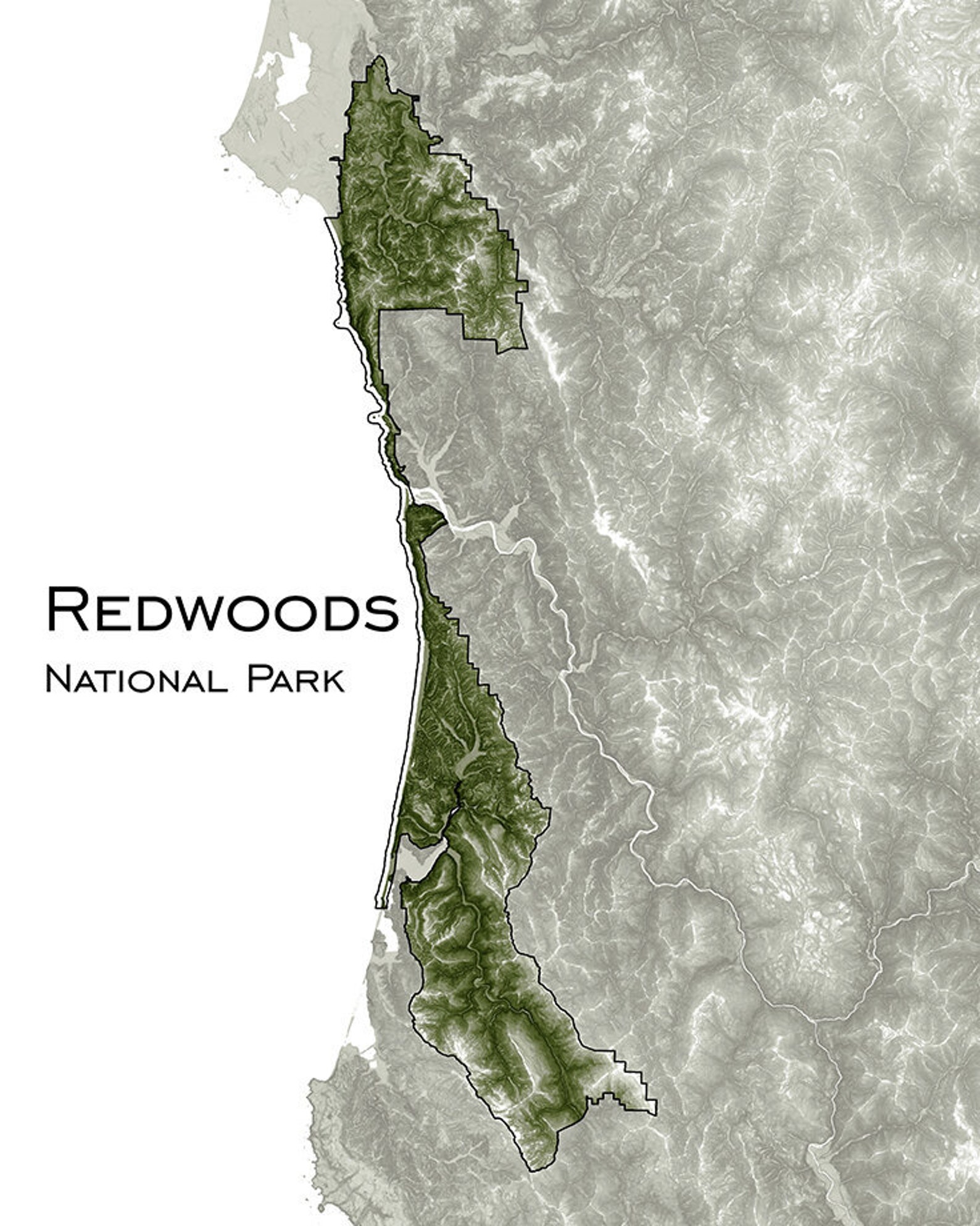Redwood National Park Topographic Map Art Print Redwood Art Etsy.de