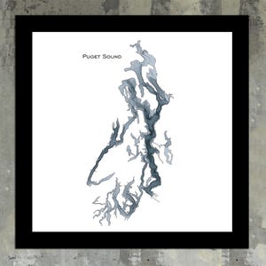 Carte du détroit de Puget | Carte de profondeur bathymétrique, Seattle Gifts
