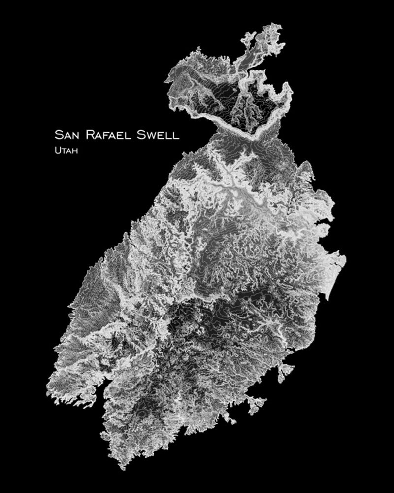 San Rafael Swell Map Art Print Utah Topographic Map Custom - Etsy