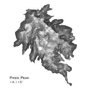 Pikes Peak Topographic Map Wall Art 14er Summit Print Gifts, Colorado ...