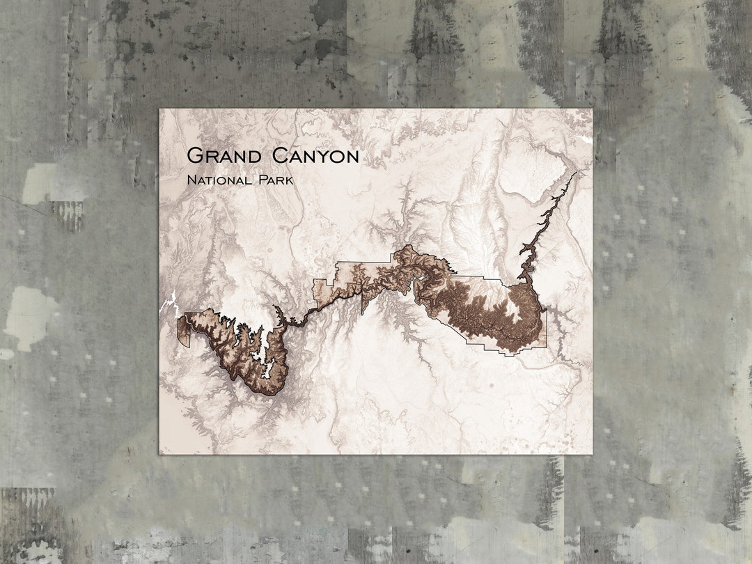Grand Canyon Map Art Print Grand Canyon National Park - Etsy