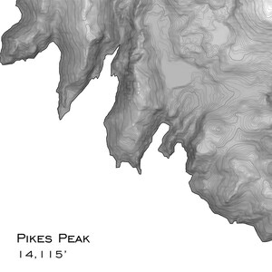 Pikes Peak Topographic Map Wall Art 14er Summit Print Gifts, Colorado ...