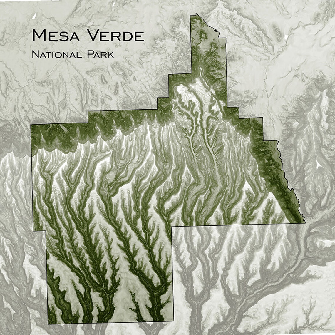 Mesa Verde Map Art Print Mesa Verde National Park Etsy