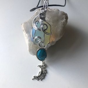 Wire wrapped opalite pendant, opalite necklace, howlite necklace, moon jewelry, moonchild
