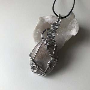 Flower agate necklace, wire wrapped flower agate necklace, flower agate pendant, spiritual jewellery, handmade crystal jewellery