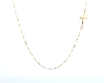 Necklace Cross Pearls White Resin 