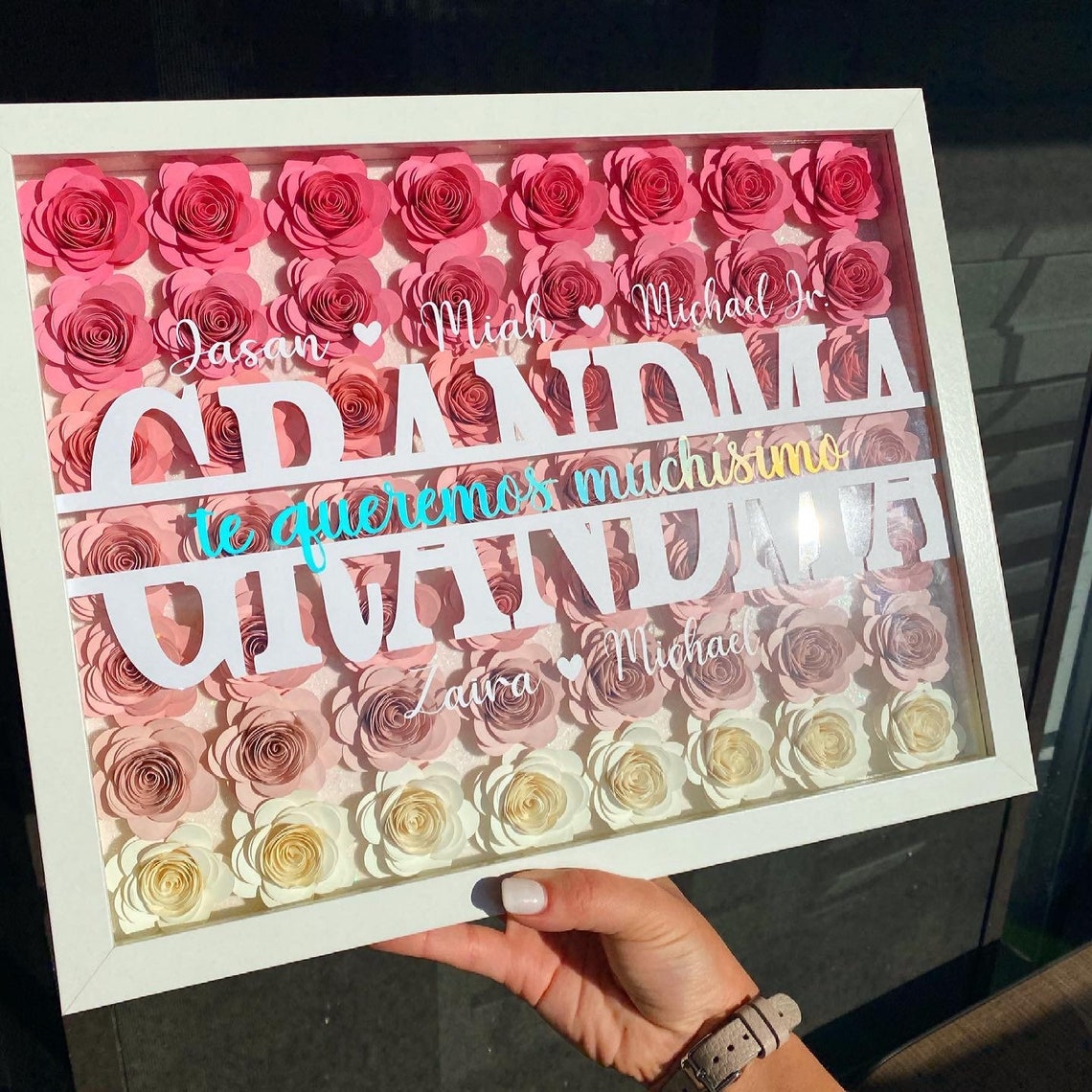 Personalized Grandma Flower Shadow Box/Mothers Day gift for Etsy