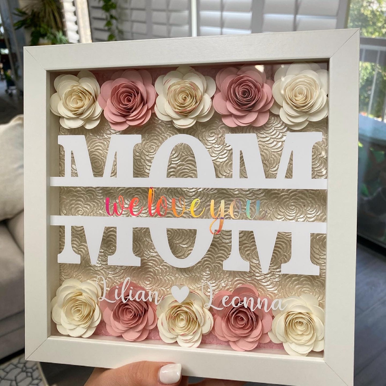 Personalized MOM Flower Shadow Box/Mothers Day Flower Box/ Etsy