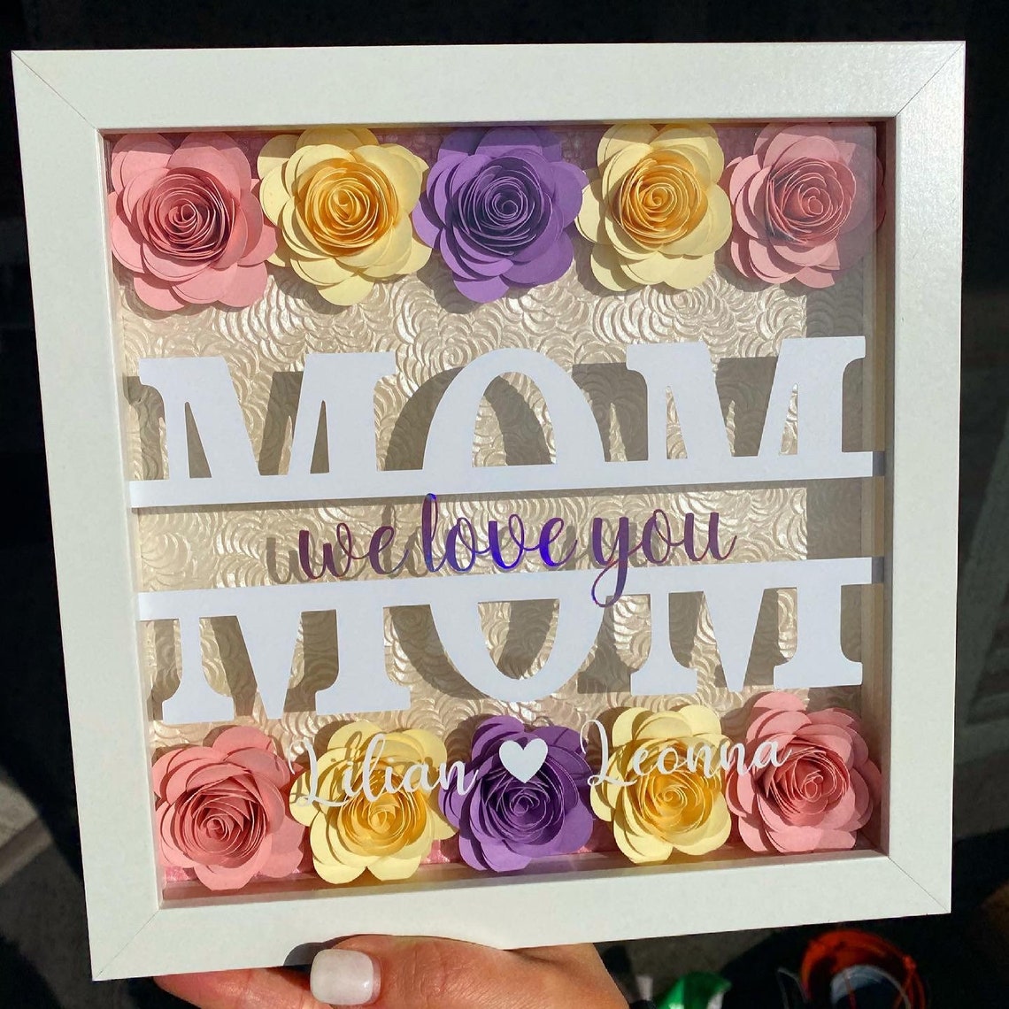 Personalized MOM Flower Shadow Box/Mothers Day Flower Box/ Etsy