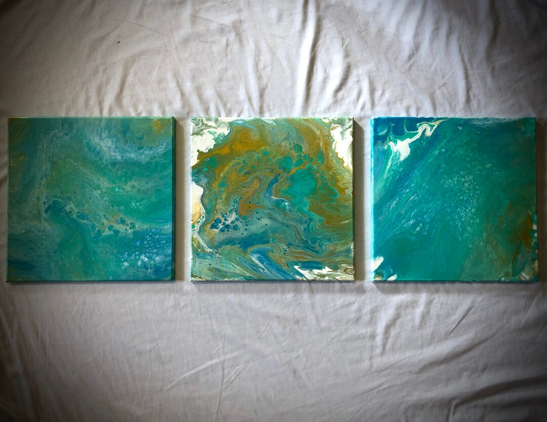 Ocean Canvas Art SET of 3 14x14 Canvas Painting Etsy UK