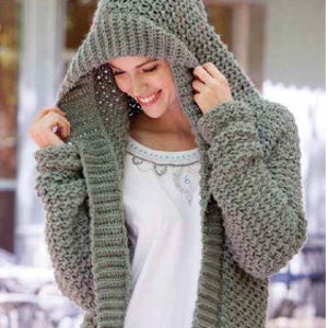 Crochet Hooded Hoodie Sweater Coat Jacket Womens 36 50 Chunky 12 Ply Instant PDF Download Etsy