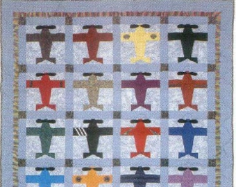 QUILT PATTERN Planes - Instant PDF Download - Vintage Childrens Quilting Pattern - Aeroplane Blanket Bedspread