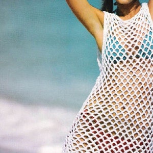 Dress CROCHET PATTERN/Short Dress Vintage Pattern/Cotton Worsted Yarn 4.5mm Hook/Cover-up Lace Dress/Instant PDF Download