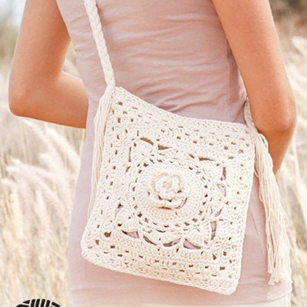 Crochet Flower Bag Purse PATTERN - Boho Beach Purse Bag Pattern - Instant PDF Download - Vintage Crochet Summer Bag Pattern Purse Women