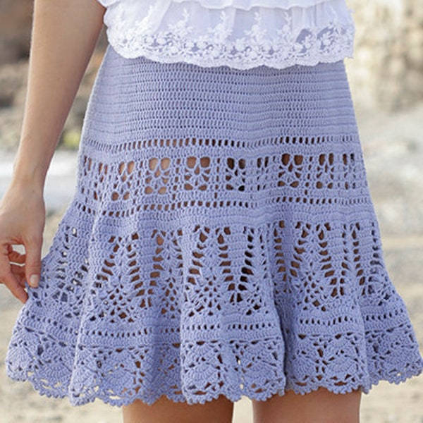 Crochet PATTERN Skirt - Instant PDF Download - Vintage Crochet Pattern - Lilac Lace Crochet Skirt Pattern - Short Skirt DIY