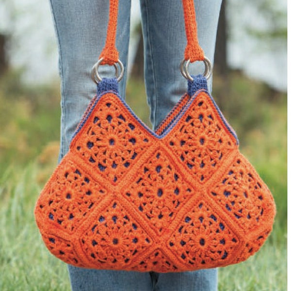 Crochet Handbag Purse PATTERN - Boho Purse Bag pattern - Instant PDF Download - Vintage Crochet Bag Pattern Tote Summer Beach Bag