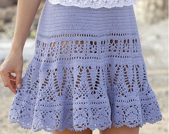 Crochet PATTERN Skirt - Instant PDF Download - Vintage Crochet Pattern - Lilac Lace Crochet Skirt Pattern - Short Skirt DIY