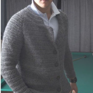 PDF CROCHET PATTERN Easy Men's Jacket Coat -- Bulky Yarn -- Simple Beginner Men's Jacket Sweater Pullover -- Instant Download