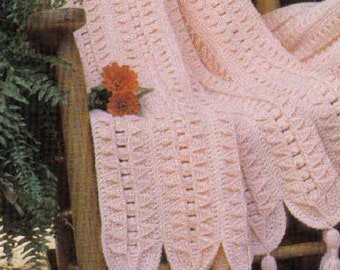 CROCHET PATTERN Afghan Throw - Vintage Christening Throw Pattern - Blanket Crochet - Afghan Lace Throw Bedspread Instant PDF Download