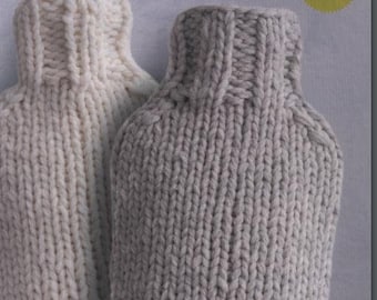 Hot Water Bottle Cover KNITTING PATTERN - Chunky Yarn - Instant Download - Vintage Pattern
