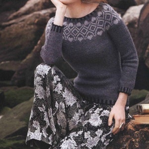 KNITTING PATTERN ⨯ Fairisle Heart Sweater Top, Sport 3 Yarn x Women Sweater Vintage Knitting Pattern ⨯ Icelandic Nordic Knit