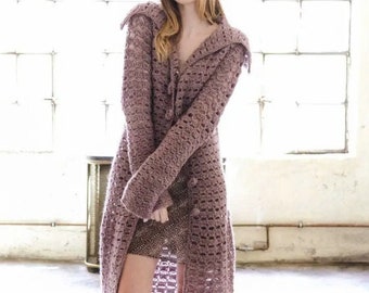 Lace Coat CROCHET PATTERN Women/Instant PDF Download/Crochet Long Cardigan Sweater Pullover Pattern