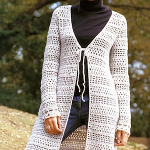 Crochet Lace Coat CROCHET PATTERN Women/Instant PDF Download/Vintage Pattern/Lace Beach Coverup Cardigan How to Tutorial Pattern