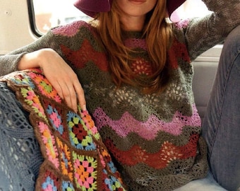 DESCARGA INSTANTE PDF Summer Top Sweater Mujeres Patrón de punto/Boho Top Loose Fit Knit Sweater Pattern