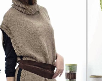 Easy Beginner KNITTING PATTERN Tunic Vest Women One Size/Chunky Yarn Instant PDF Download Vintage Knit Pattern/Knitted Lace Dress Pattern