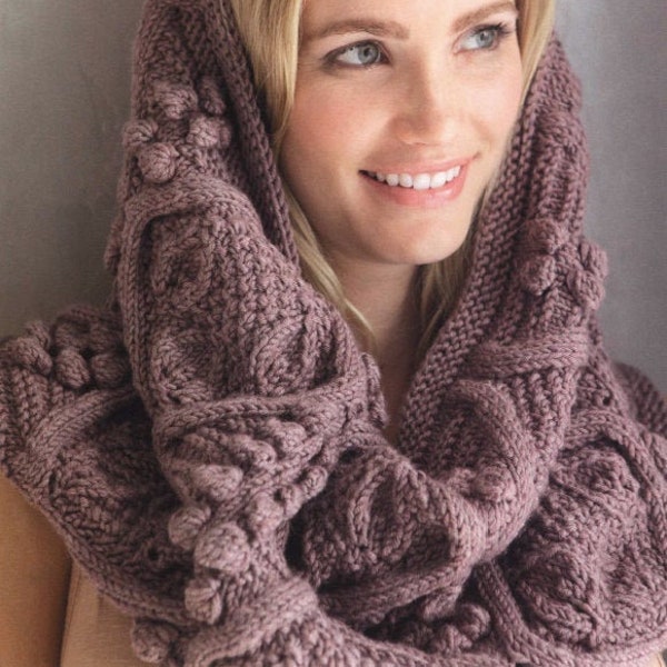 KNIT PATTERN Cable Cowl - Instant PDF Download - Vintage Pattern - Infinity Scarf Cowl Pattern