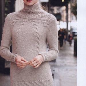 Turtle Neck Top Sweater KNITTING PATTERN Women Cable/Chunky Yarn Vintage Knit Pattern/Instant PDF Download/Womens Top