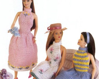 Barbie Summer Dresses X 3 KNITTING PATTERN/Children Barbie Doll Vintage Knit Pattern/Instant PDF Download