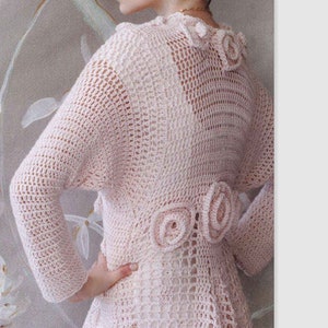 Lace Coat CROCHET PATTERN Women/Worsted Yarn Instant PDF Download/Lace Flower Coat Crochet Long Cardigan Jacket Pattern