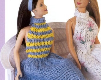 PDF KNITTING PATTERN Barbie Summer Dres /4ply Yarn/Children Barbie Doll Vintage Knit Pattern/Instant Download
