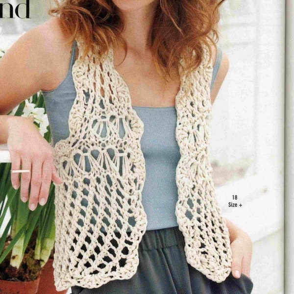 Boho Vest Jacket KNITTING PATTERN Women/Chunky Yarn Vintage Pattern/Instant PDF Download/Womens Top Boho Cardigan Pattern