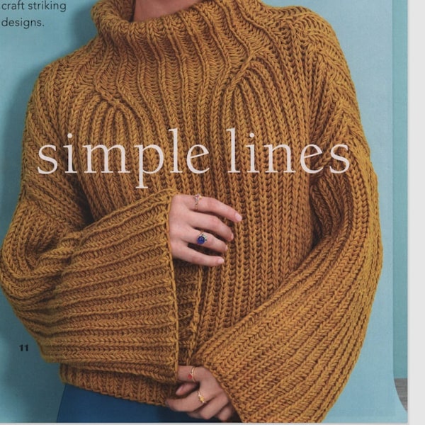 KNITTING PATTERN Easy Ribbed Sweater Women/Aran Yarn Beginner Chunky-Look Burgundy Pullover Pattern/Instant PDF Download/Women Top Easy