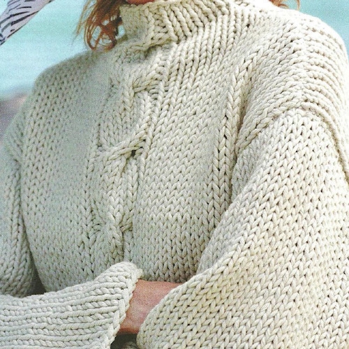 Beginner Easy Cable Sweater KNIT PATTERN Women/chunky Yarn - Etsy