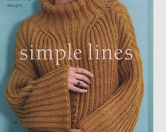 KNITTING PATTERN Easy Ribbed Sweater Women/Aran Yarn Beginner Chunky-Look Burgundy Pullover Pattern/Instant PDF Download/Women Top Easy