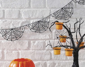 CROCHET PATTERN Halloween Bunting/Cobweb Pattern/Instant PDF Download/Halloween Decor Diy, Crochet Pattern Halloween Cobweb