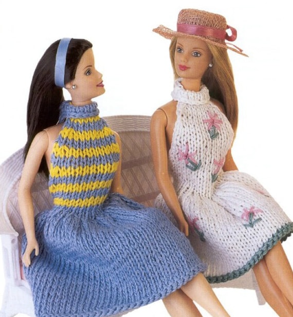 Barbie Summer Dresses X 3 KNITTING PATTERN Children Barbie Doll Vintage Knit Pattern Instant PDF Download