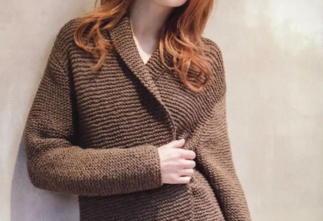 PDF KNITTING PATTERN Easy Long Coat Jacket Women/long Cardigan Knit ...